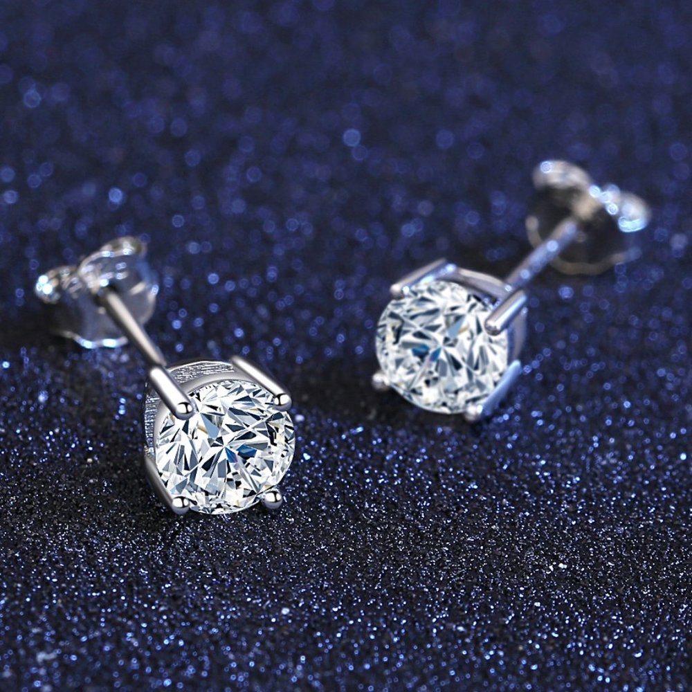 1 Carats Moissanite Stud Earrings- Ideal Gift For Her